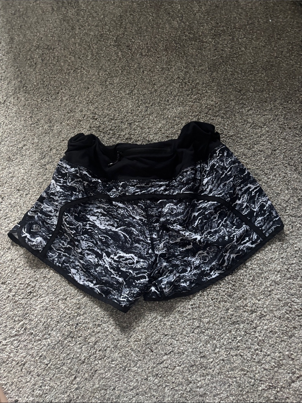 lululemon athletica Black and White Marble-Print Athletic Shorts - Picture 2 of 3